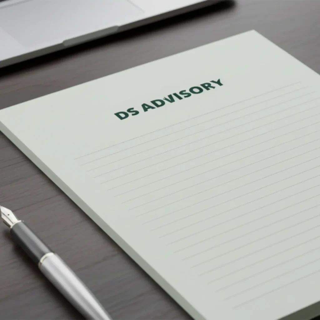 Minimal stationery layout expressing structured visual identity for advisory services based in Arizona
