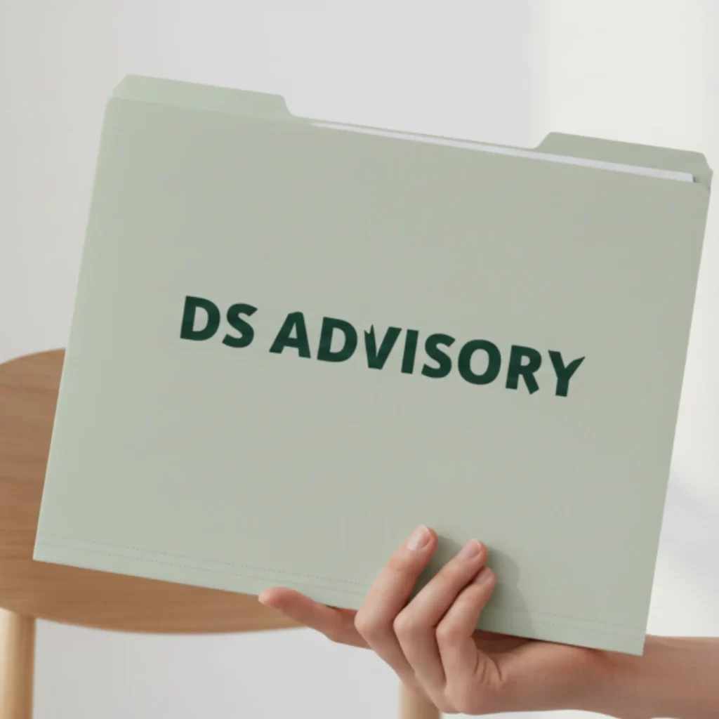 California HR consulting folder showing refined brand identity design with modern visual system
