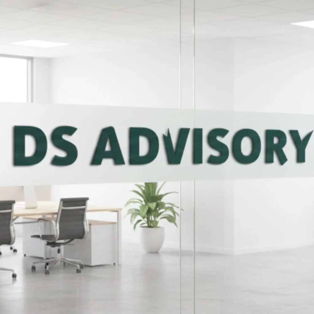 Office interior signage reflecting corporate branding system for consulting workspace in Tennessee
