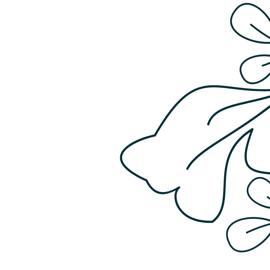 Minimal hand-drawn floral line art with leaves, organic illustration for elegant branding