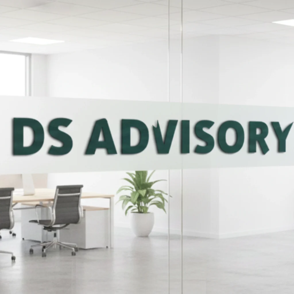 HR consulting firm brand identity design displayed in a modern office interior