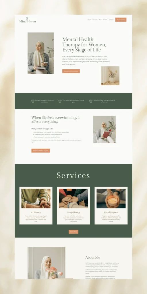 Illinois mental health therapist homepage promoting counseling, emotional healing, and holistic wellness support.
